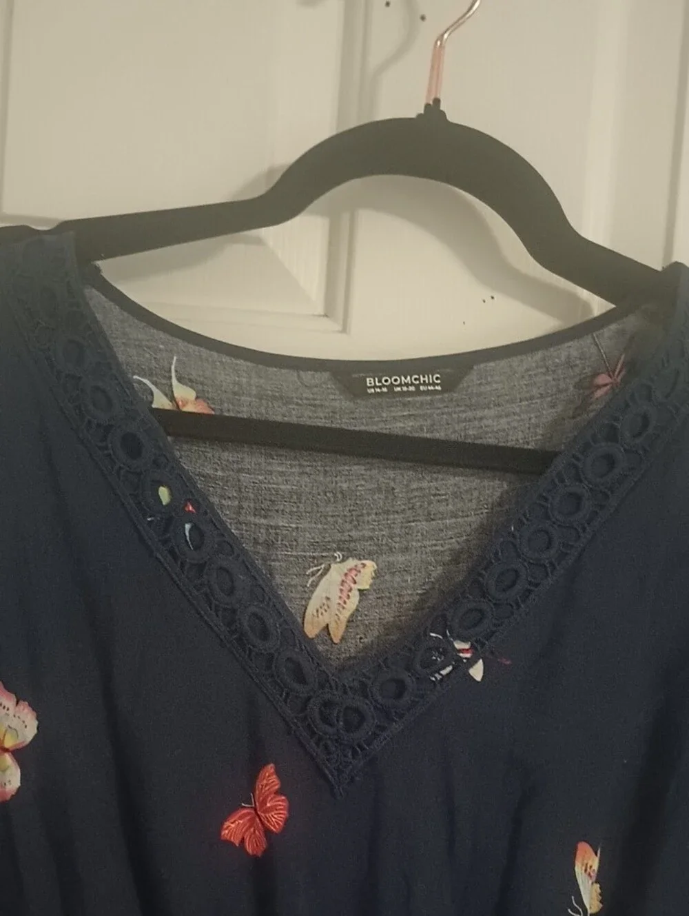 BloomChic Black Maxi Dress with Butterfly and Floral Border - Picture 5 of 10
